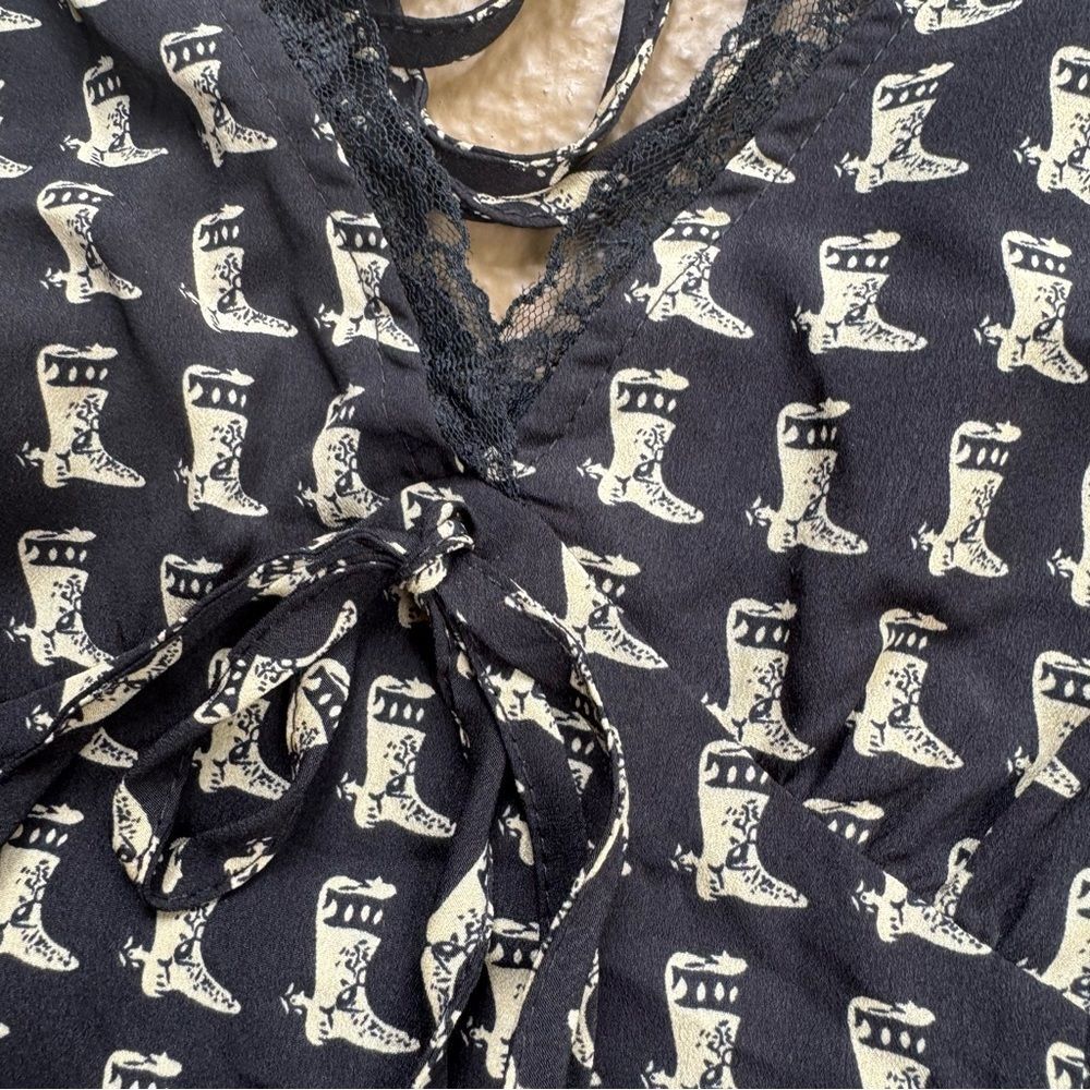Bailey Rose NWT Cowgirl Black and Beige Cowboy Boot Print Dress Sz Large - Picture 13 of 16